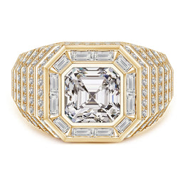 Asscher-Cut Diamond Men's Cocktail Ring