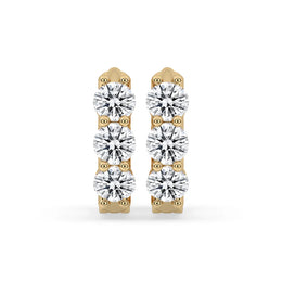 Round Diamond Gold Hoop Earrings For Women