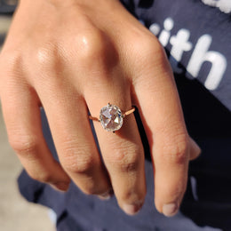 Rose Cut Cushion Hidden Halo Ring