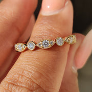 Moissanite Round Cut Milgrain Wedding Band