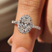 Oval Cut Engagement Ring With Tapered Baguette Side Stone