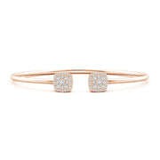 Round Diamond Cushion Halo Open Flex Bangle
