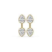 Yellow Gold Pear Diamond Bezel Set Earrings