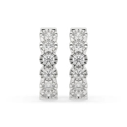 Diamond Hoop Earrings With Round Diamond