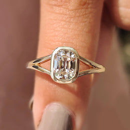 Bezel Set Cushion Old European Cut Diamond Ring