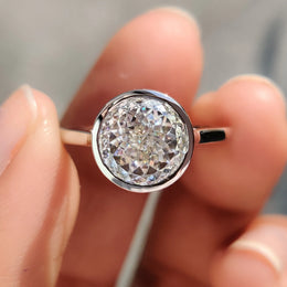 Portuguese Cut Bezel Set Engagement Ring