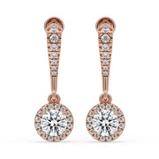 Diamond Drop Earrings - Halo Style