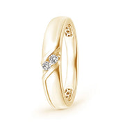 Slanted Channel-Set Diamond Two Stone Wedding Ring