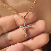 Round And Marquise Diamond Pendant In Sweden Cross Style