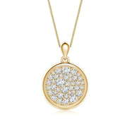 Pave-Set Lab-Grown Diamond Men's Round Medallion Pendant