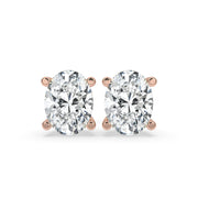 Rose Gold Oval Cut Diamond Earrings