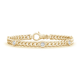 Bezel-Set Diamond Curb Chain Link Bracelet