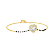 Heart Solitaire With Halo Mangalsutra Bracelet