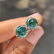 Portuguese Cut Cyan Blue Moissanite Earrings