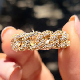 Chain Link Ring Band In Rose Gold