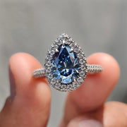 Pear Cut Engagement Ring With Halo Setting