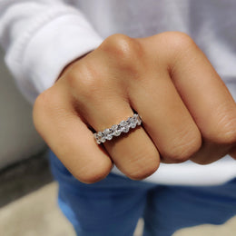 Oval Moissanite Wedding Band In Full Eternity Style