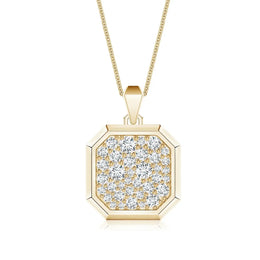 Pave-Set Lab-Grown Diamond Men's Octagon Medallion Pendant