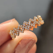 Round Cut Moissanite Wedding Band In Zig Zag Style