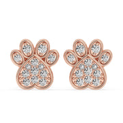 Dog Paw Earrings In Round Cut Diamond