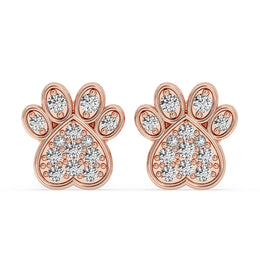 Dog Paw Earrings In Round Cut Diamond