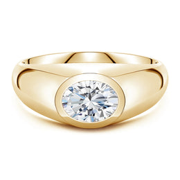 East-West Oval Lab-Grown Diamond Men’s Signet Ring