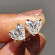 Heart Cut Moissanite Earrings Featuring Screw Back