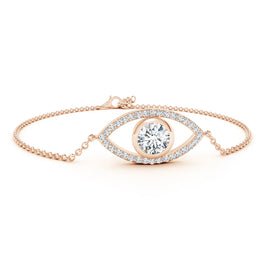 Bezel-Set Diamond Evil Eye Bracelet With Accents