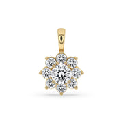 Cluster Halo Yellow Gold Diamond Pendant