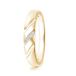 Lab-Grown Triple-Ribbed Channel Set Diamond Men's Wedding Ring