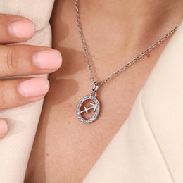 White Gold Halo Sagittarius Pendant