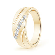Lab-Grown Channel-Set Slanted Diamond 7-Stone Wedding Ring for Him