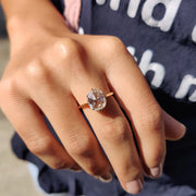 Rose Cut Cushion Hidden Halo Ring