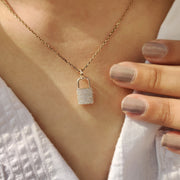 Lab Grown Round Diamond Lock Pendant