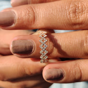 Round Cut Moissanite Wedding Band In Zig Zag Style