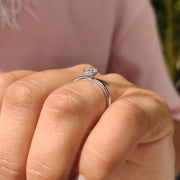 Oval Solitaire Engagement Ring With Hidden Halo