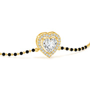 Heart Solitaire With Halo Mangalsutra Bracelet