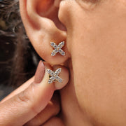 Round Cut Diamond Flower Stud Earrings