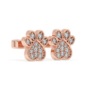 Dog Paw Earrings In Round Cut Diamond