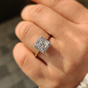 White Gold Halo Princess Cut Engagement Ring