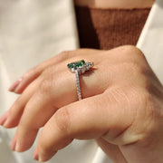 Shield Cut Green Gemstone Ring