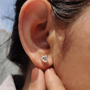 Heart Cut Moissanite Earrings Featuring Screw Back