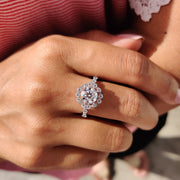 Round Cut Vintage Moissanite Ring In Halo Style