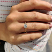 Round Moissanite Twisted Shank Engagement Ring