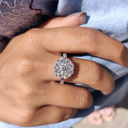 Round 3 Stone Moissanite Ring With Halo Style