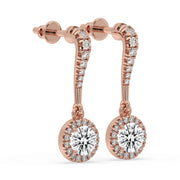 Diamond Drop Earrings - Halo Style