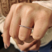 Minimalist wedding band Featuring Round Cut Diamond