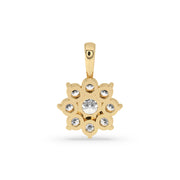 Cluster Halo Yellow Gold Diamond Pendant