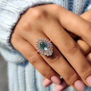 Pear Shaped Engagement Ring In Cyan Blue Stone
