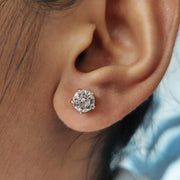 Round Old European Cut Stud Earrings In Screw Back